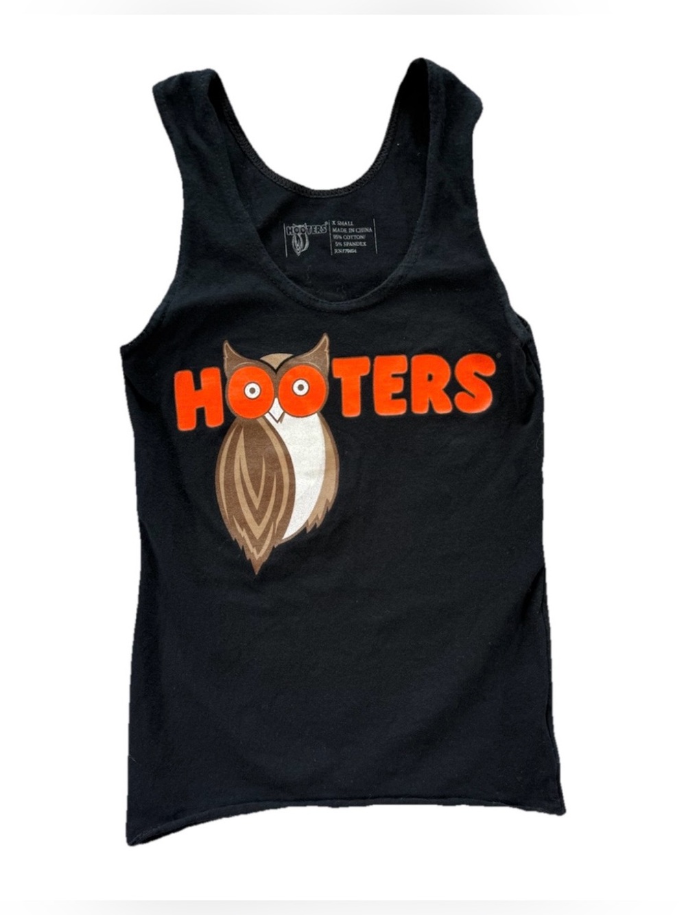 Hooters Girl Uniform Tank Top Women's XS Black Y2K Coquette Iconic Logo